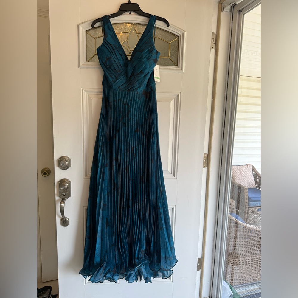 Taylor Blue V-Neck Maxi Gown for Wedding Guest